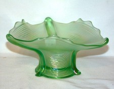 Northwood Candy Dish Lime Ice Green Carnival Glass Drapery picture