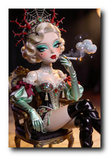 Glamorous Vintage Doll Smoking in Elegant Cabaret Style 4x6 Art Print UR100448 picture