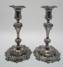 ANTIQUE TIFFANY & CO MAKERS PAIR CANDLE STICK HOLDERS SILVER SOLDERED picture