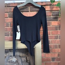 NWT Leith Scoop neck long sleeve thong bodysuit size medium. picture