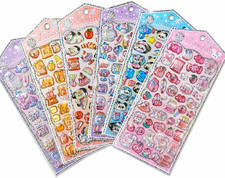 Kawaii 3D Cute Puffy Animal Stickers, 6 Sheets with Cats, Bears, Unicorns, Bunni picture