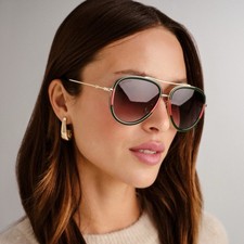 Gucci GG0062S 003 Sunglasses 57mm Aviator Green/Red Unisex picture