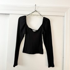 NWOT H&M Puff Sleeve Top Black Women’s Size S picture