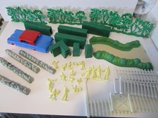 Vintage Marx Dollhouse Accessories Kit Large Car - Cream Color Figures - Trees picture