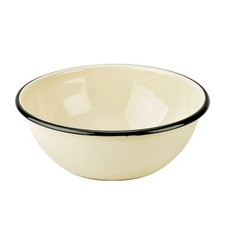 Novomoskovsk Ivory Enamel Mixing Bowl Camping Kitchen Serving Bowl 4.2 qt picture