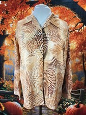 🐅🍄‍🟫 CLAUDIA RICHARD 90s Vintage Earth Tone Goblincore Retro OP-ART Top L picture