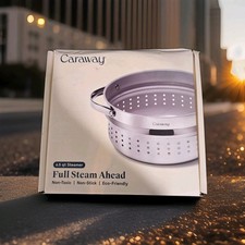 Caraway Full Steam Ahead 6.5qt Nonstick Stainless Steel Handled Large Steamer  picture