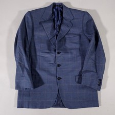 Brioni Sport Coat Mens 50R/40R Blue Plaid Traiano 3-Button Wool Blazer Italy picture