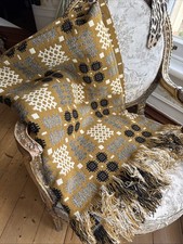 Vintage Welsh Double Cloth Blanket With Derw Label 97” x 65” picture
