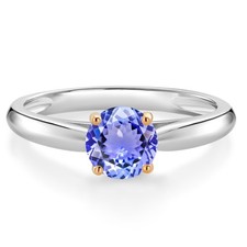 0.90 Ct Round Blue Tanzanite 10K White and Yellow Gold Solitaire Engagement Ring picture