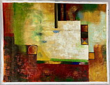 Original Signed Tom L Abstract Geometric Canvas Painting Unframed Art  picture