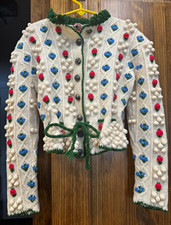 Vintage Original Lanz of Salzburg Girls Wool Knit Floral Cardigan (12) preowned  picture