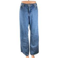 NA-KD Women's Blue High Waisted Wide Leg Straight Baggy Denim Jeans Size 38 picture