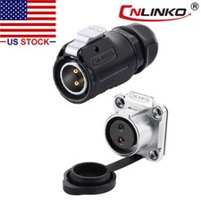 2 Pin Power Circular Connector Male Plug & Female Socket Waterproof Outdoor IP67 picture