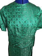 2-Pc 60's Wm M Silk Suit Emerald Green Lined Jackie O style picture