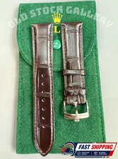 Rolex Coffee-Brown Leather Crocodile Band 20mm W Rolex Buckle Silver Crown Vip🔥 picture