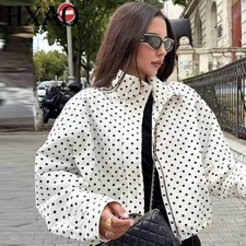 HXAO Polka Dot Bomber Jacket Women's Jackets Demi-Season Oversized Long Sleeve T picture