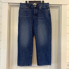 Madewell Women's Blue Denim Straight Jeans Petites Solid Pockets picture