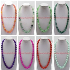 Pretty 6/8/10/12mm Natural Multicolor Gemstone Round Beads Necklace 18