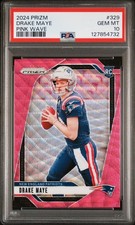 Drake Maye 2024 Panini Prizm PSA 10 Pink Wave Rookie Card #329 Gem Mint picture