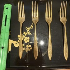 Vintage Dirigold Dirilyte Goldware REGAL 4 Dinner Forks 7 3/4