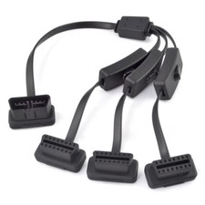 50CM 1 to 3 Flat 16Pin M to F Y Splitter OBD2 Extension Cable With Power Switch picture