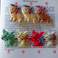 Vintage French Celluloid Cat & Dog Brooch, Unused, Unique Retro Accessory picture