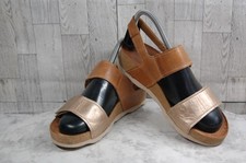 Pikolinos Mahon Sandals Women 7M Wedge Shoes Brown Gold Leather Comfort Flats picture