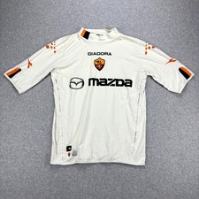 Diadora Football Shirt Mens L Ivory Roma Away Soccer Jersey Mazda Retro Vintage picture