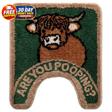 Highland Cow Bathroom Rug are You Pooping Funny Toilet Mats for Bathroom U Sh... picture
