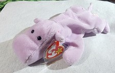 1993 Light Purple Plush Rare Collectable T.y Hippo Tag Name Happy picture