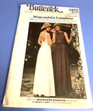 Vtg 70s BUTTERICK Sewing Pattern 4253 Size 12 Stretch Knit Long Wrap Dress UNCUT picture