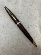 VTG WATERMAN Carène Marine Amber Ballpoint Pen Gold Trim Blue Ink France Read picture