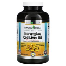 2 X Amazing Nutrition, Norwegian Cod Liver Oil, Lemon, 1,000 mg, 250 Softgels picture