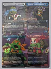 MTG TMNT COMPLETE Set Of 4 Young Turtles FULL SCENE Borderless Foil Ninja  picture