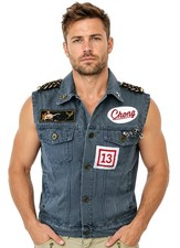 TOMMY CHONG VEST with PINS denim waistcoat cheech Up In Smoke costume picture