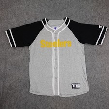 Vintage Pittsburgh Steelers Jersey Mens Medium Gray NFL Starter Baseball Shirt picture