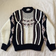 Rare Mohair Blend NOVO 1980s Vintage 3D Knit  Sweater Size XL picture