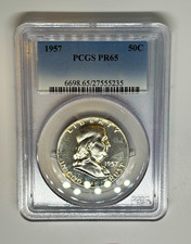 1957 Franklin Half Dollar PCGS PR65 90% Silver Proof 50C Philadelphia KM# 199 picture
