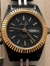Vintage Michele Women's Watch Fluted Bezel Two-Tone Day Date WORKS picture