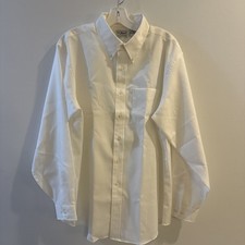 L.L. Bean Men’s White Dress Shirt Button Down Oxford Traditional L 100% Cotton picture