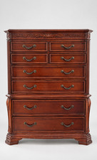 Antique Style Tall Chest of Drawers Dresser Solid Wood Carved Fluted Columns picture