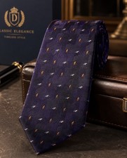 Tesoro Rosso Uomo Moda 100% Silk Handmade Navy Geometric Designer Neck Tie picture