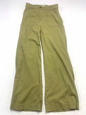 L.T.J. Letter to Juliet Womens Size S Olive Green Linen Blend Wide Leg Pants picture