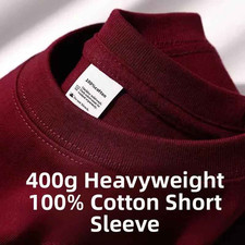 Unisex Heavyweight Pure Cotton Shirt Summer Loose Fit Casual Fit Tee Top Gift picture