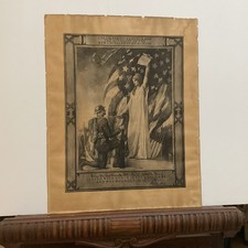 Original 1919 WWI Wounded In Action Certificate Framed Columbia Gives to Her Son picture