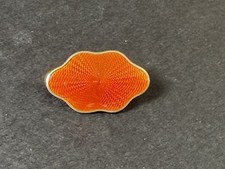 Vintage Aksel Holmsen Norway Sterling Silver Orange Guilloche Enamel Brooch Pin picture