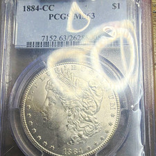 1884-CC Carson City $1 Morgan Silver Dollar • PCGS MS63 • 90% Silver KM#110 picture