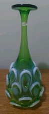 Fenton International Optics Green Opalescent  Bottle, 12  1/2” MINT picture