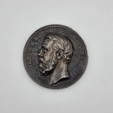 1888 German Baden Friedrich I Grand Duke Sterling Silver Award Medal 42mm 36.5 picture
